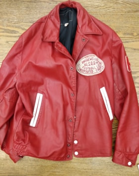 Red Leather Football Jacket - Miklas '76 thumbnail