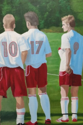 Painting - Soccer Trio, Alex M. thumbnail