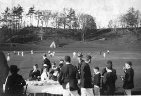 Cricket Game at York Mills Campus c 1920's thumbnail