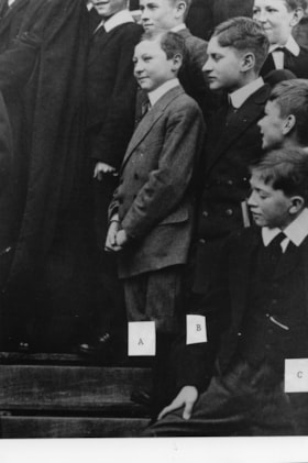 Boys watching Dr Macdonald and HRH Duke of Connaught, Prize Day 1914 thumbnail